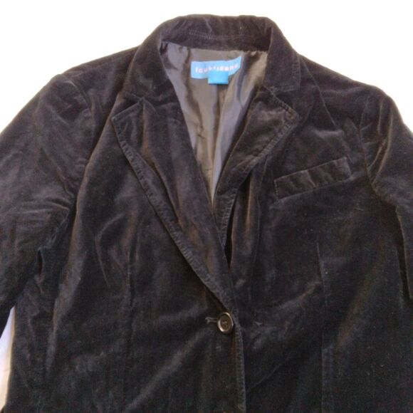 Velvet Jacket Black Velour Blazer Lined Elegant Goth Vampire Women's 10 - Picture 8 of 13